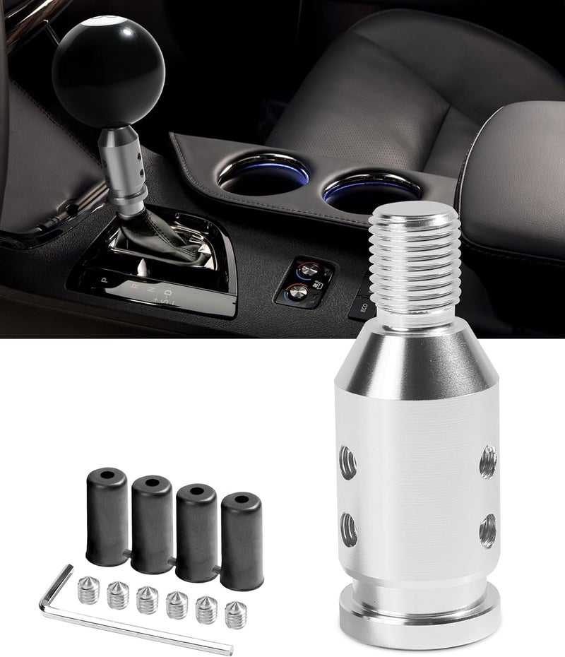 SUJADE YAKEFLY Universal Gear Shift Knob Adapter,Aluminum Alloy Automatic Shifter Adapter Car Adapter,Shifter Boot Retainer Stick Connector for Non-Threaded Manual M12x1.25 (Silver), 299PDTPJ001 - Image 1